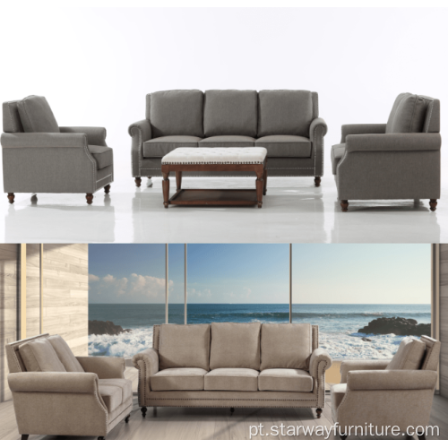 3seat Modern Sof SofA Europeanstyle Estofamento para sala de estar